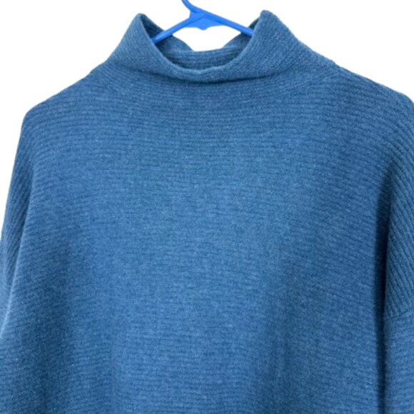 Kinross Cashmere Mock Neck Rib Cashmere Sweater Size M Teal - Picture 4 of 9